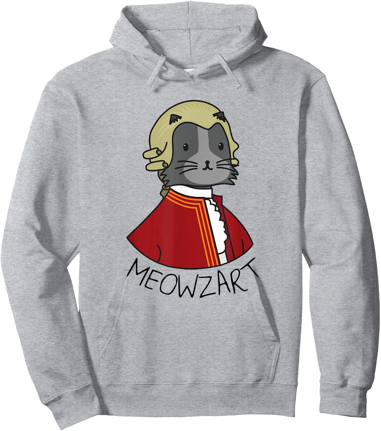 Meowzart | Funny Cat & Classic Music Mozart Men Women Kids Hoodie - Hoodie | Ash