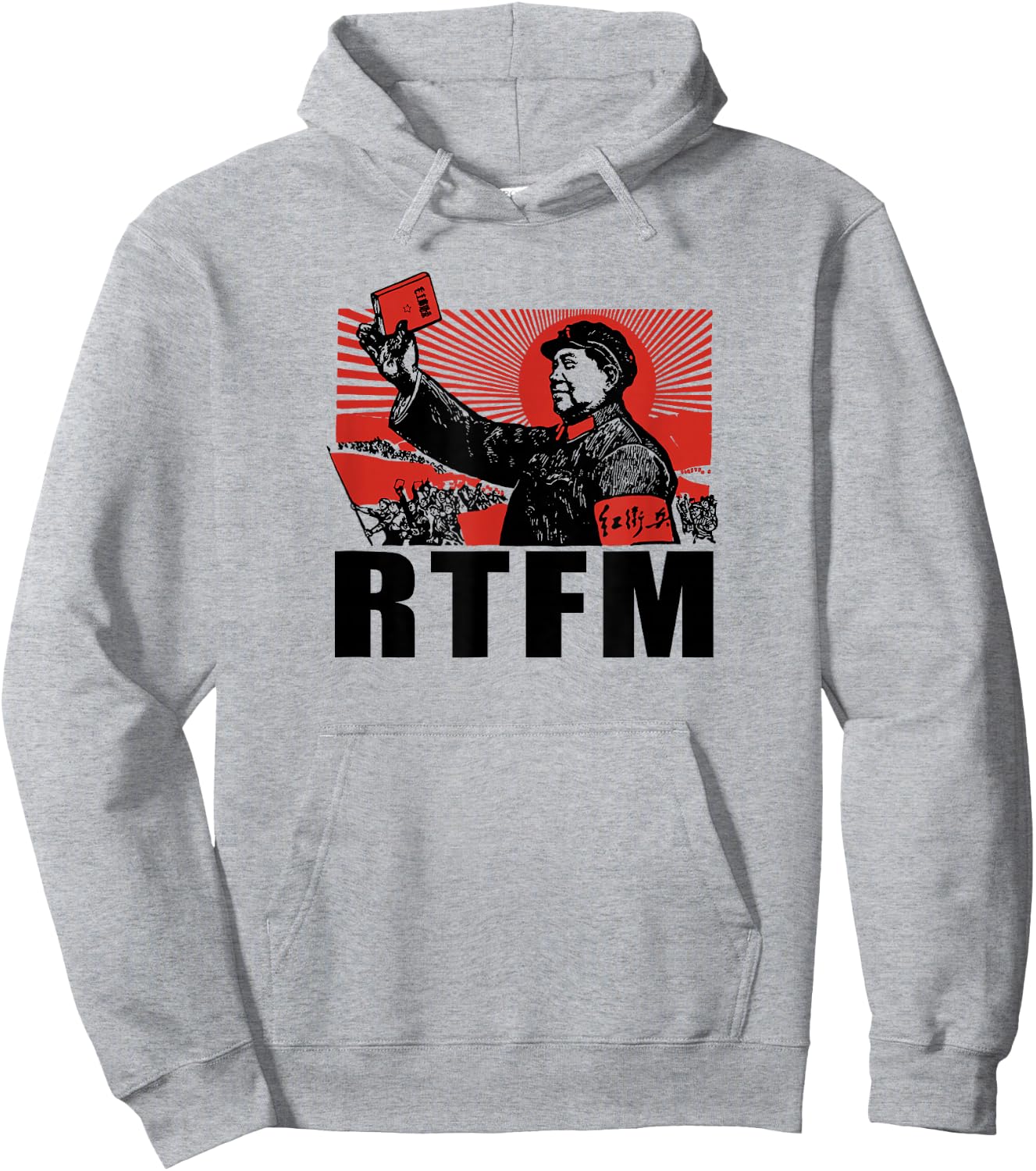 Mao RTFM Propaganda Style Graphic Hoodie - Hoodie | Ash