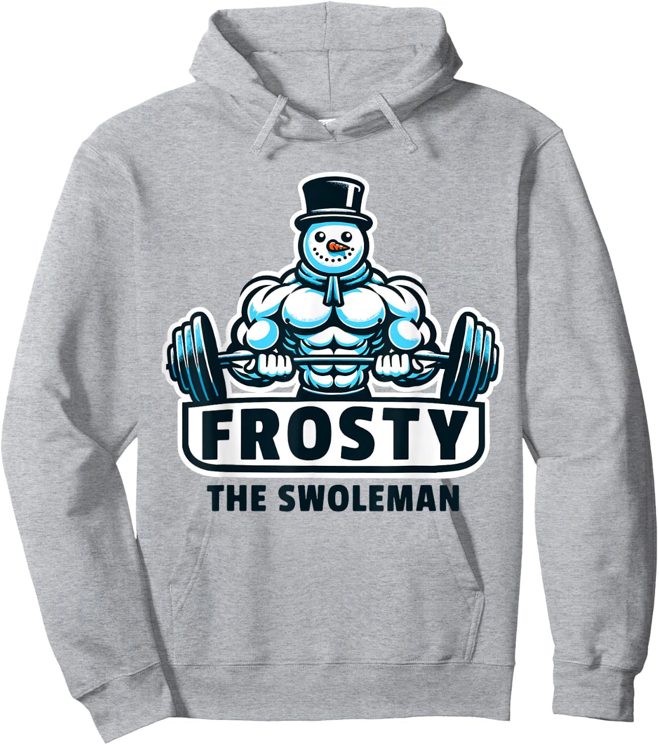 Frosty Swoleman Funny Christmas Workout Gym Weight Lifting Hoodie - Hoodie | Ash