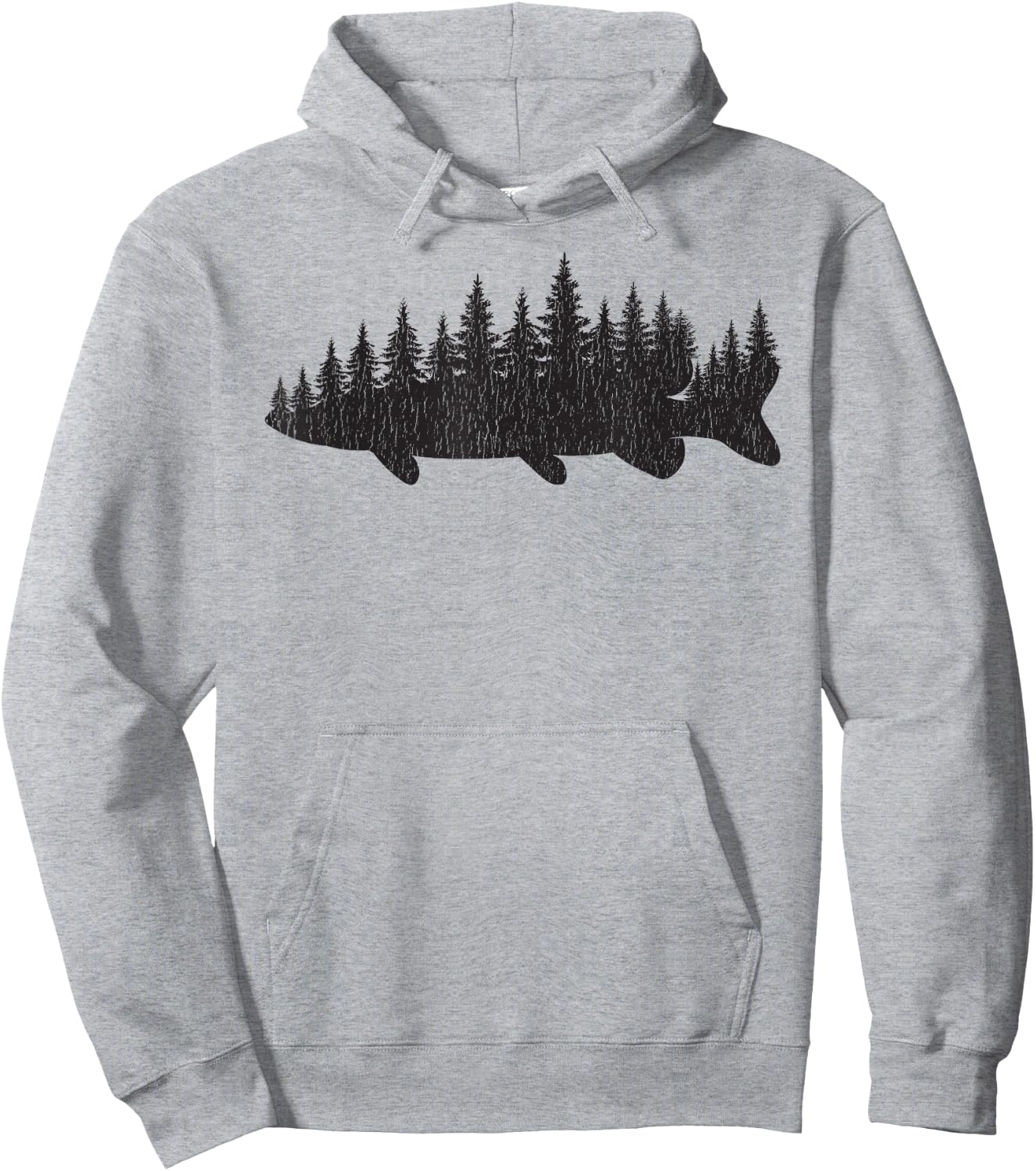 Northern Pike Treeline Fisherman Angling Hoodie - Hoodie | Ash