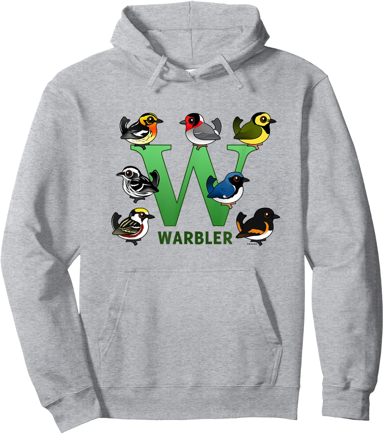 W is for Warbler Cute Cartoon Bird Alphabet Birder Gift Hoodie - Hoodie | Ash