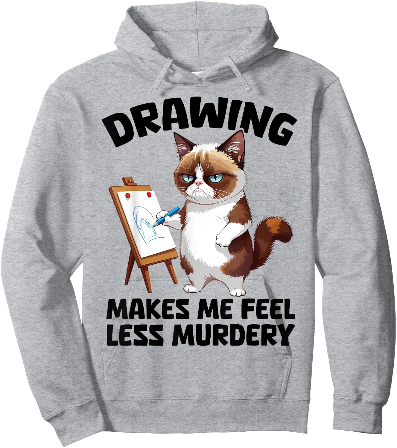 Drawing makes me feel less Murdery cat Drawing women Hoodie - Hoodie | Ash