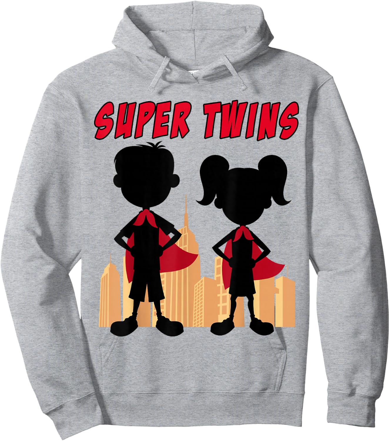 Boy and Girl Super Twins - Kids Twin Superhero Comic Hoodie - Hoodie | Ash