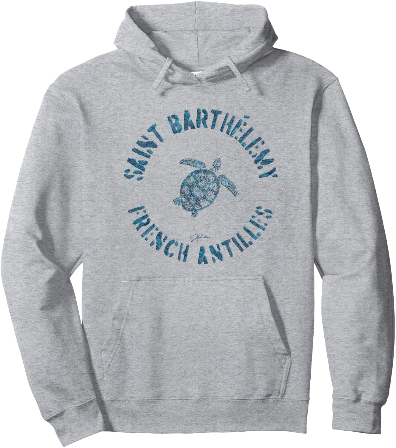 JCombs: Saint Barthelemy (St. Barts) Sea Turtle (Distressed) Hoodie - Hoodie | Ash