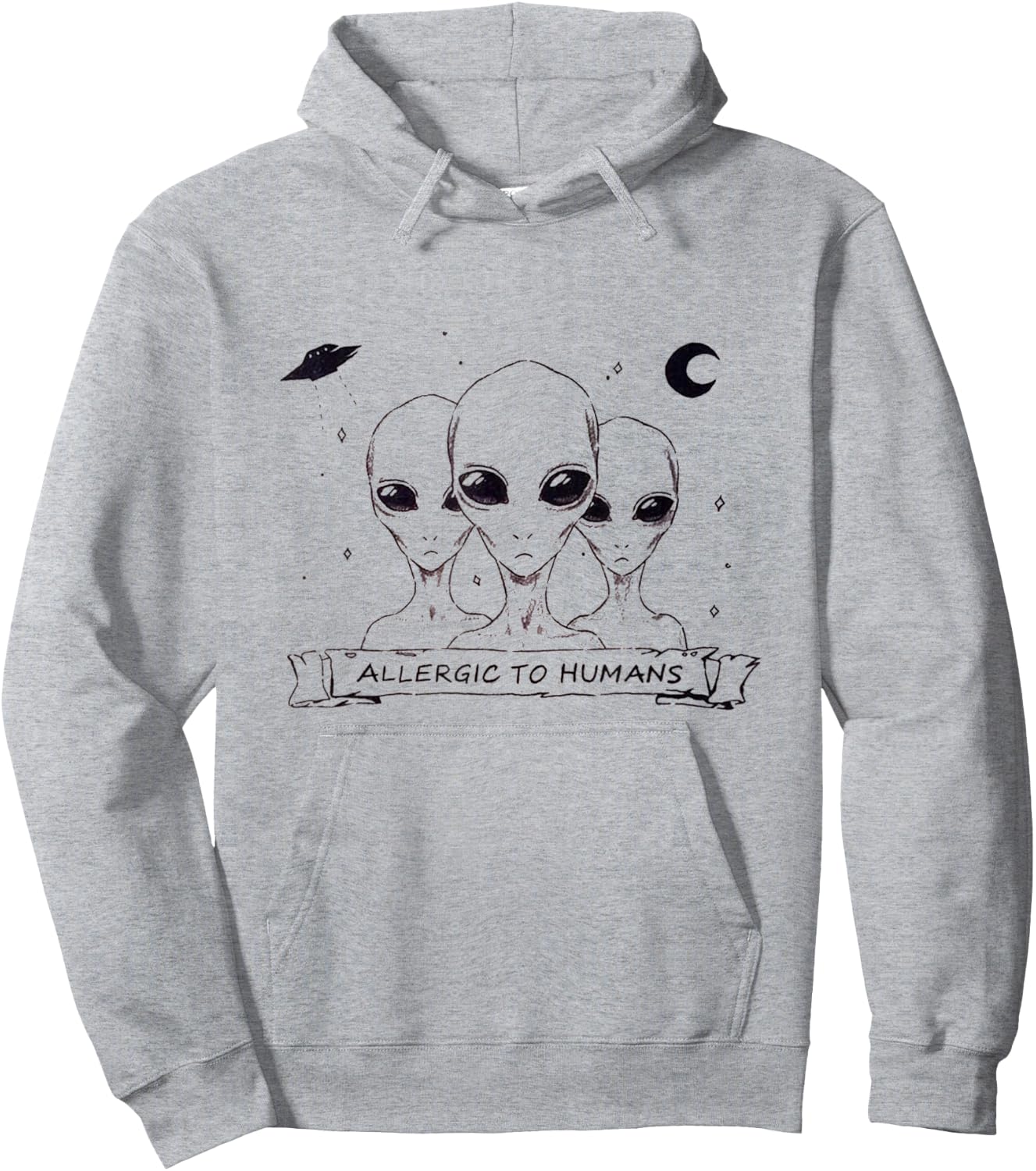 Allergic to Humans Aliens Hoodie - Hoodie | Ash