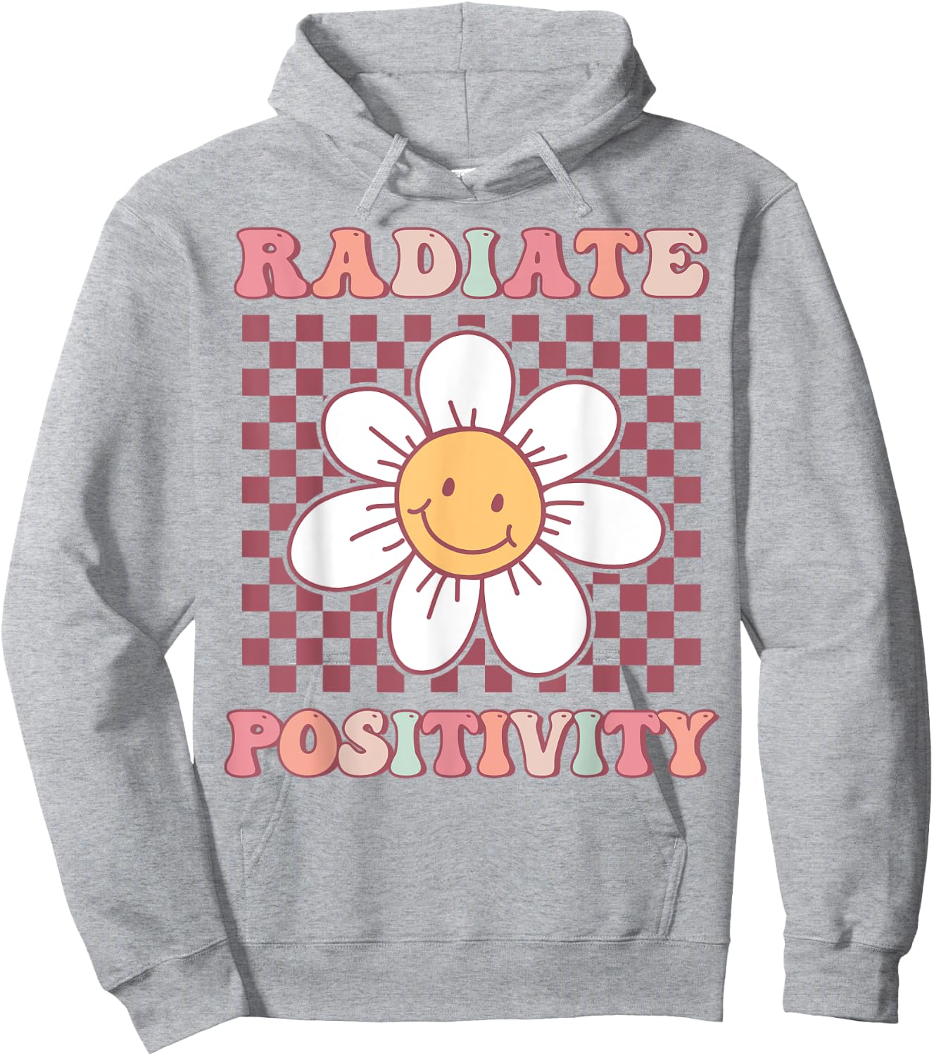 Radiate Positivity Cute Groovy Happy Daisy Flower Positivity Hoodie - Hoodie | Ash