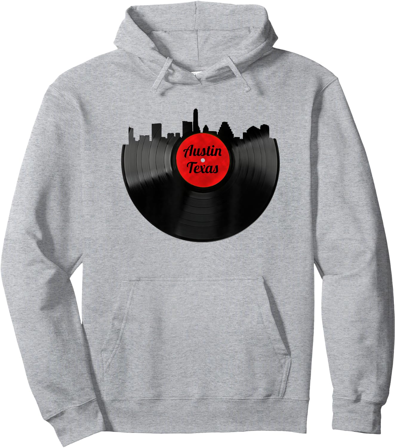 Austin Texas Skyline Shirt TX Hipster Vinyl Record Shirt Hoodie - Hoodie | Ash