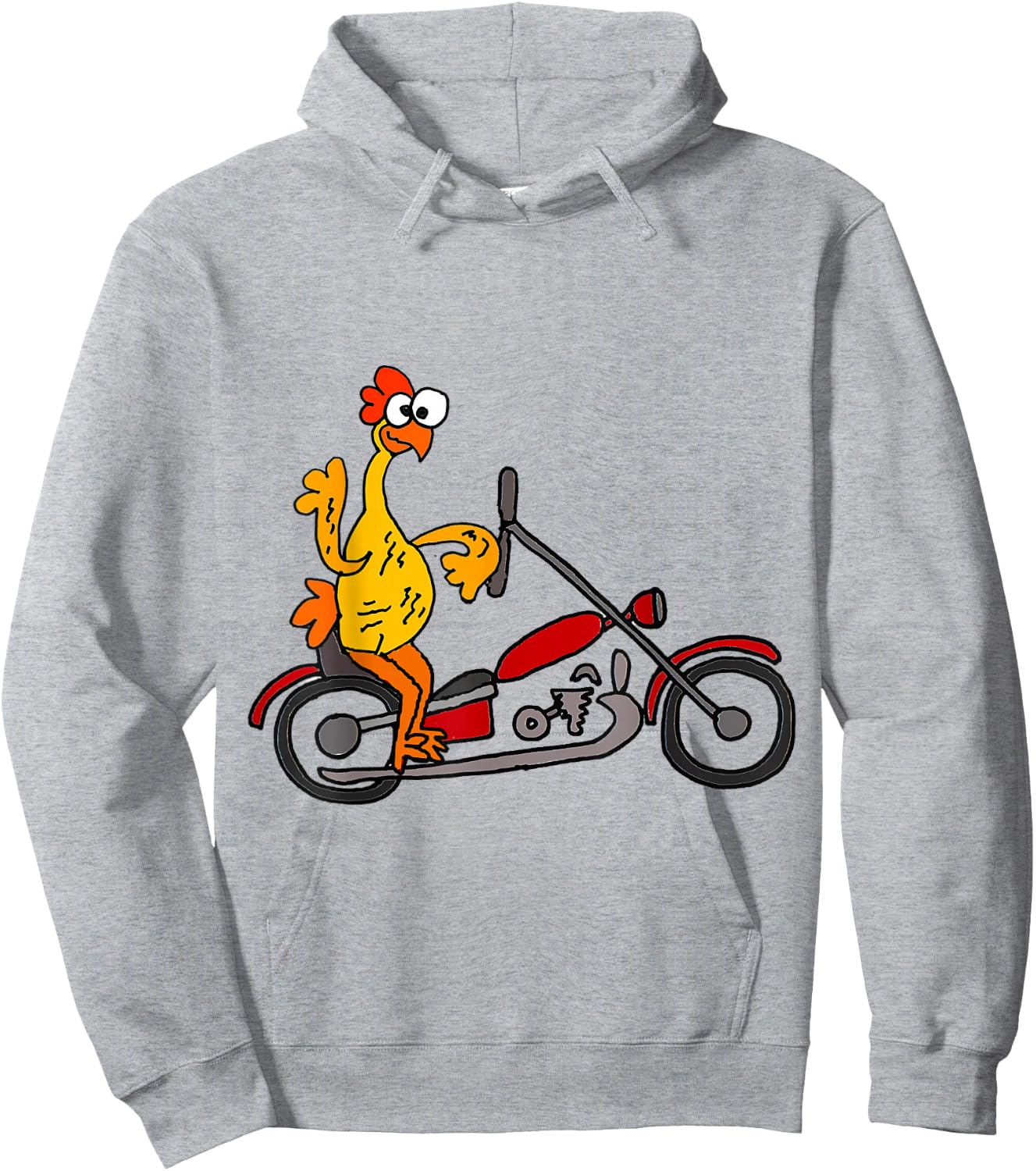 SmileteesFunny Fun Rubber Chicken Riding Motorcycle Hoodie - Hoodie | Ash