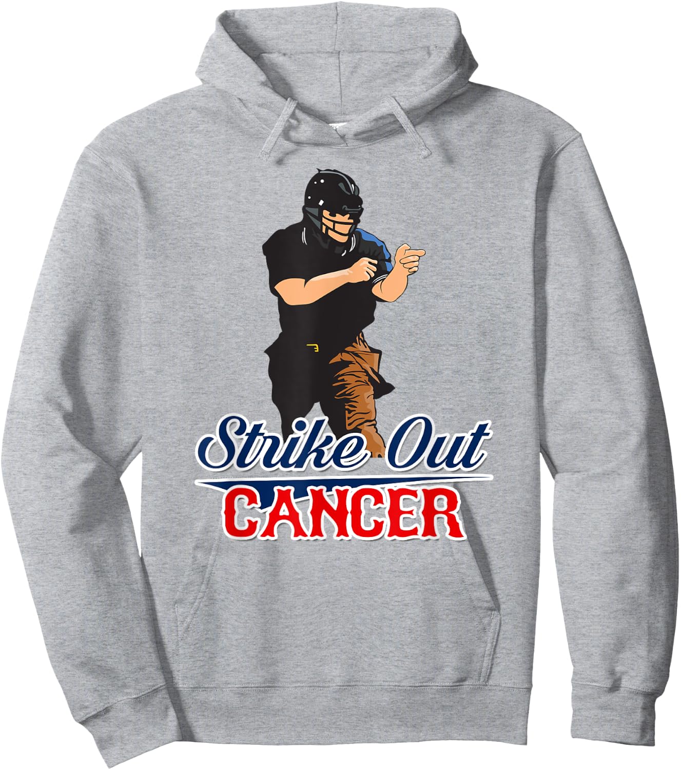 StriKe Out Cancer Trendy Baseball Umpire Support Hoodie - Hoodie | Ash