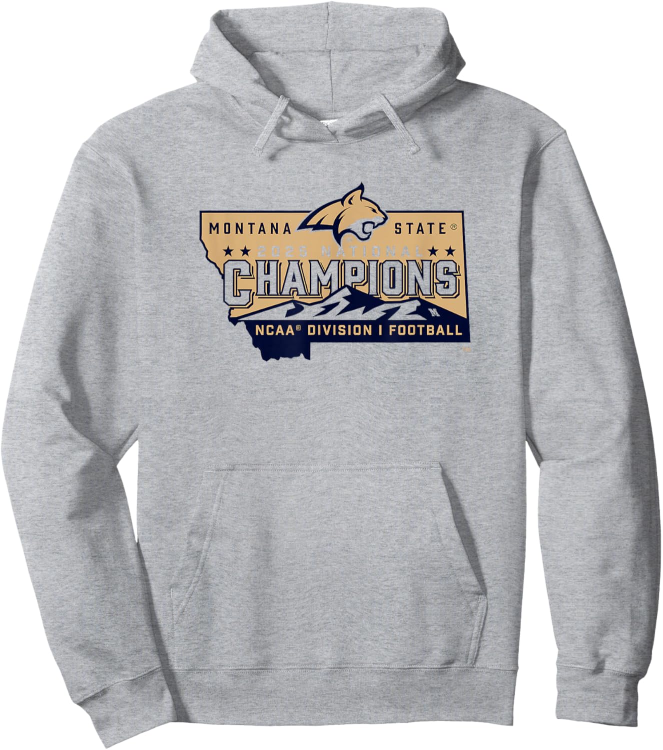Montana State Bobcats National Champs 2025 Football White Hoodie - Hoodie | Ash