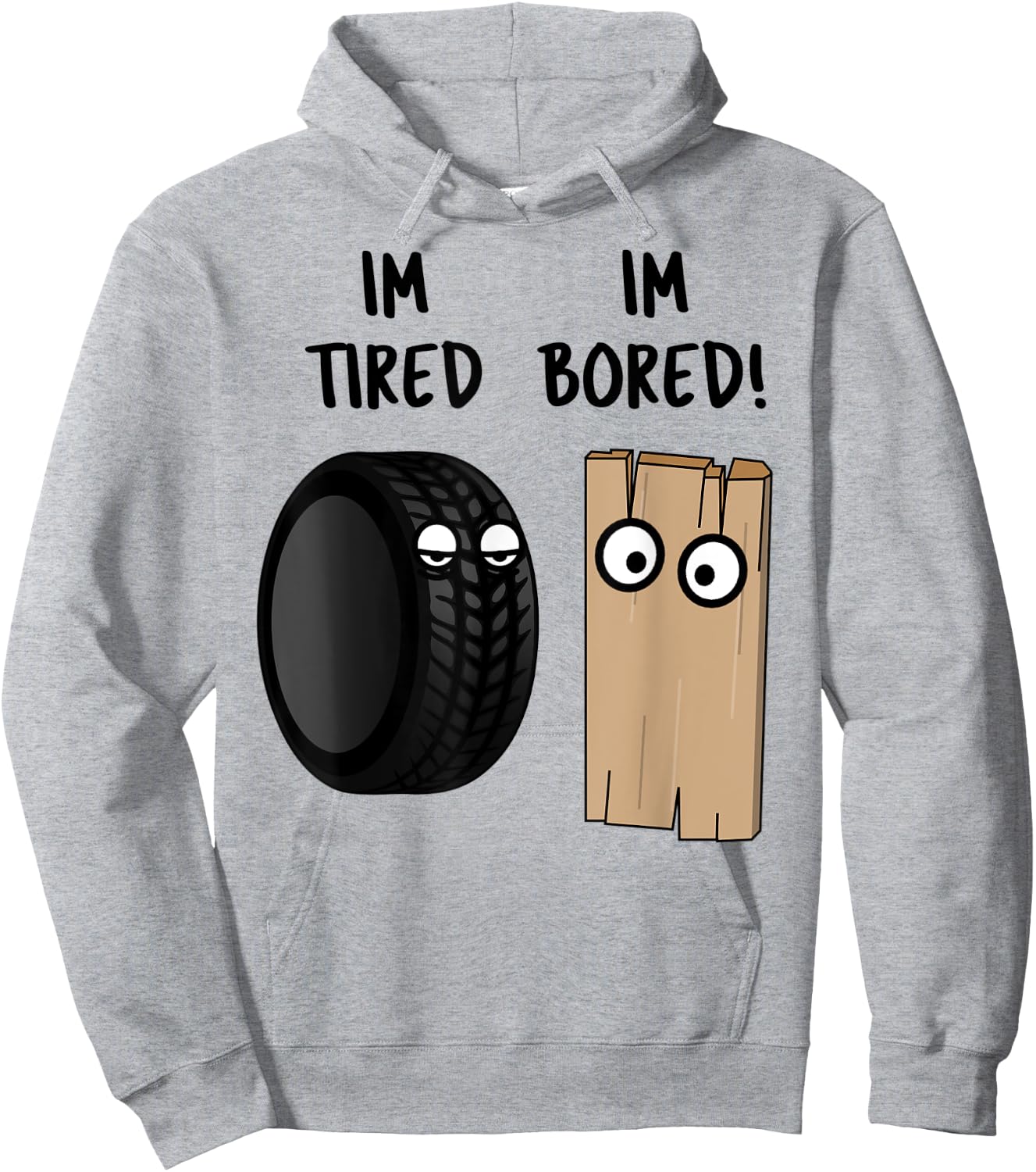 Funny Im Tired Bored Graphic Logo Character Hoodie - Hoodie | Ash