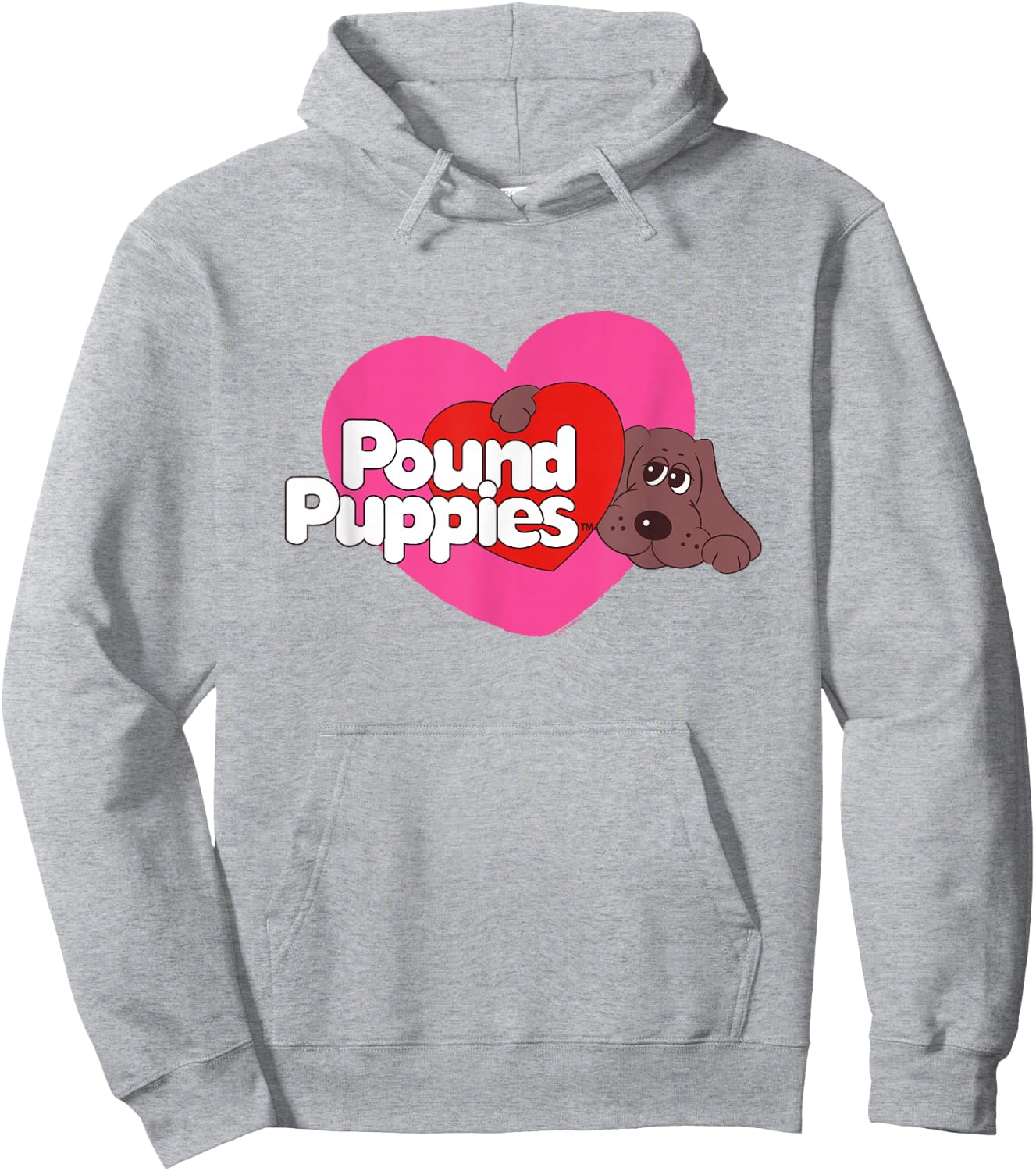 Pound Puppies Valentine's Day Cute Dog Heart Shape Big Logo Hoodie - Hoodie | Ash