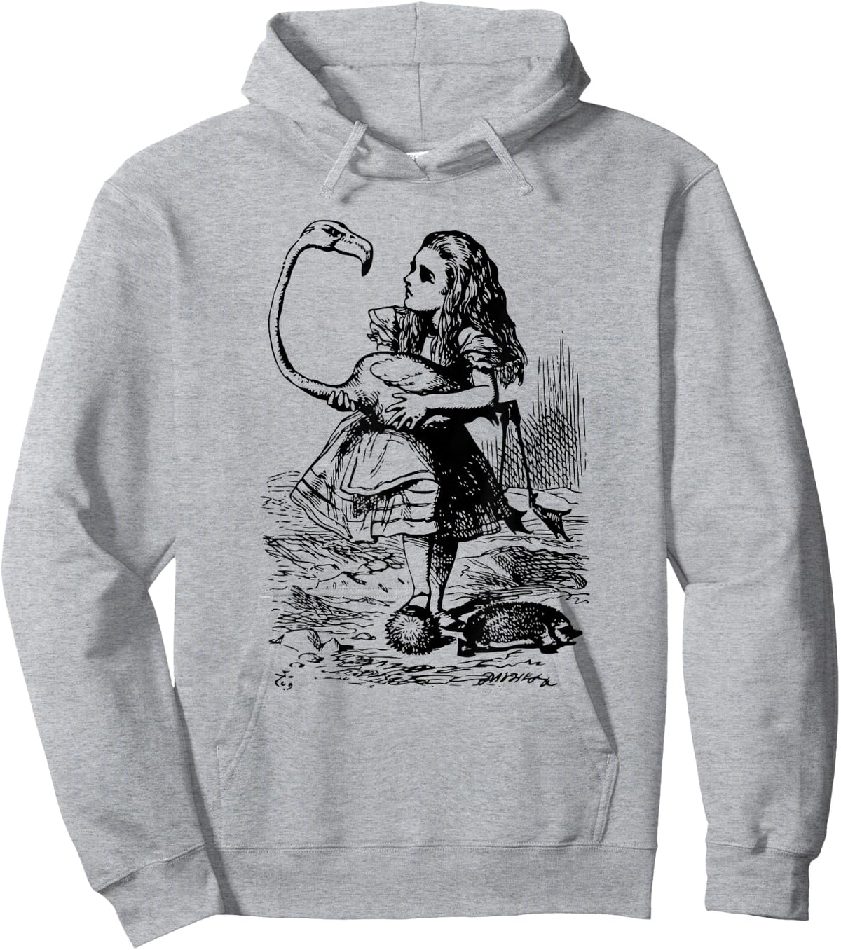 Big Texas Alice in Wonderland Alice Flamingo Croquet Hoodie - Hoodie | Ash