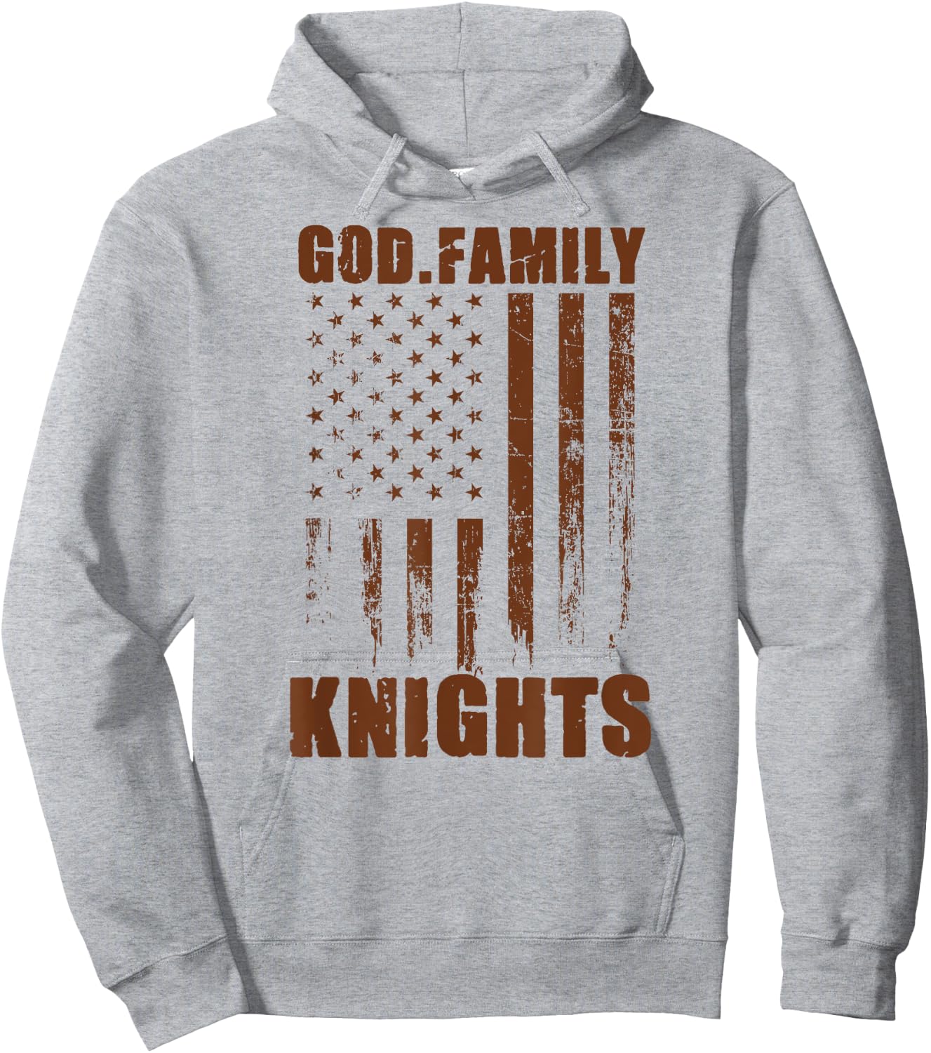 Mount View Knights God. Family. Vintage USA Flag Hoodie - Hoodie | Ash