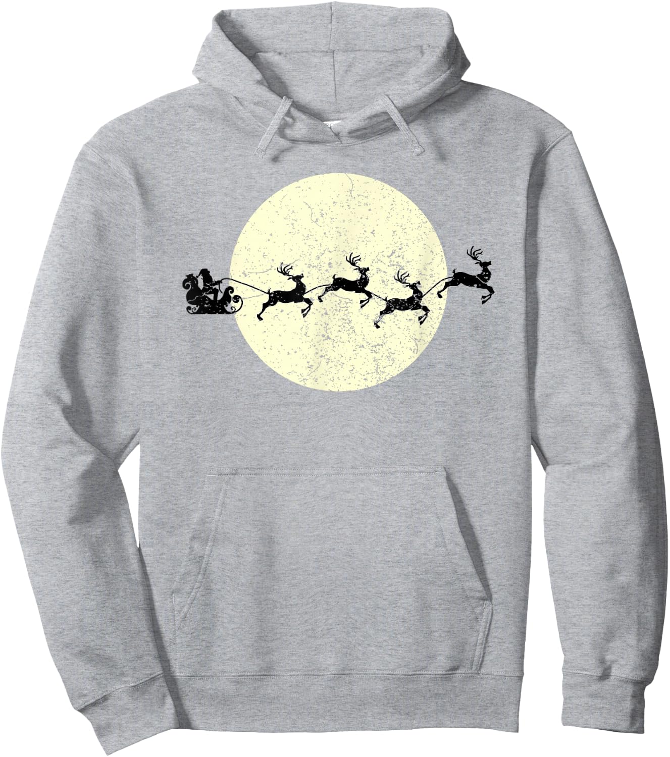 Santa Sleigh On The Moon Christmas Funny Hoodie - Hoodie | Ash