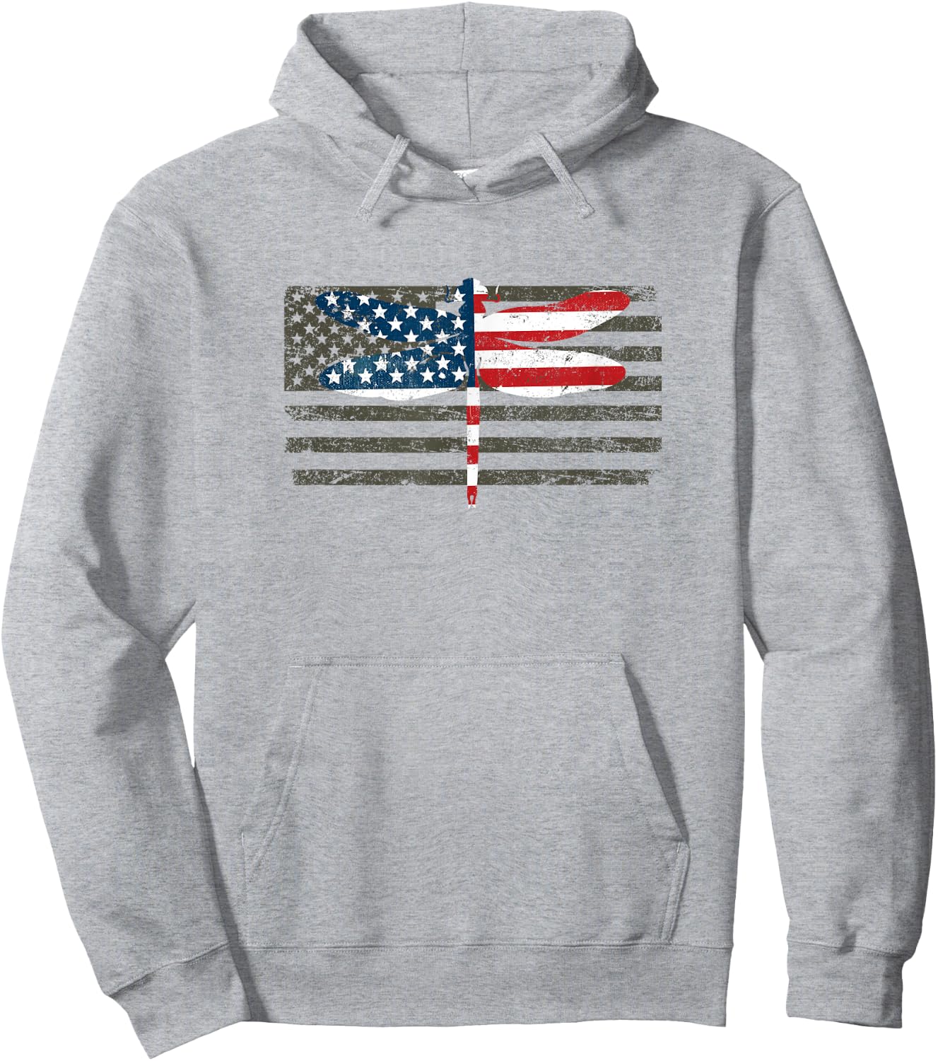 4th of July Dragonfly Patriotic US American Flag Kids Men Hoodie - Hoodie | Ash