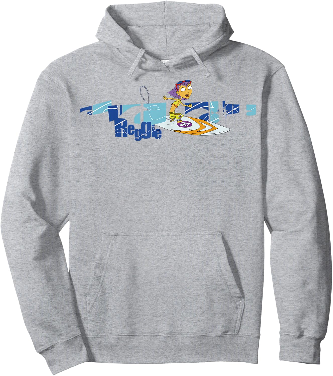 Rocket Power Reggie Surfing Portrait Broken Logo Hoodie - Hoodie | Ash