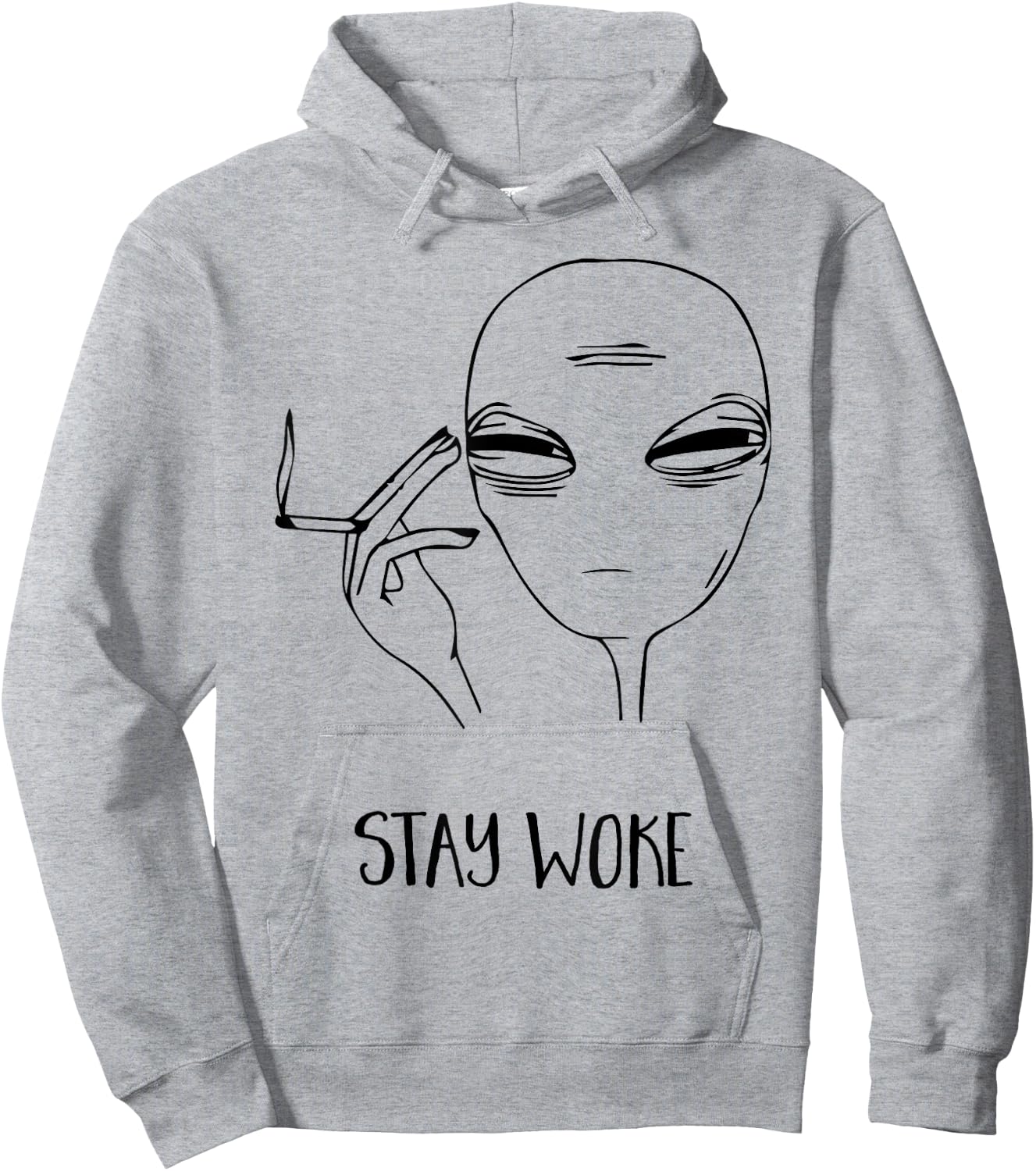 STAY WOKE Cool Smoking Alien T Shirt Area 51, I Believe UFO Hoodie - Hoodie | Ash