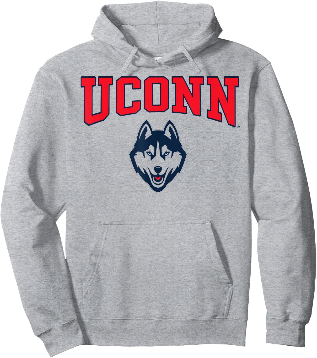 Elite Authentics Connecticut Huskies Arch Logo White -Adults & Kids Hoodie - Hoodie | Ash