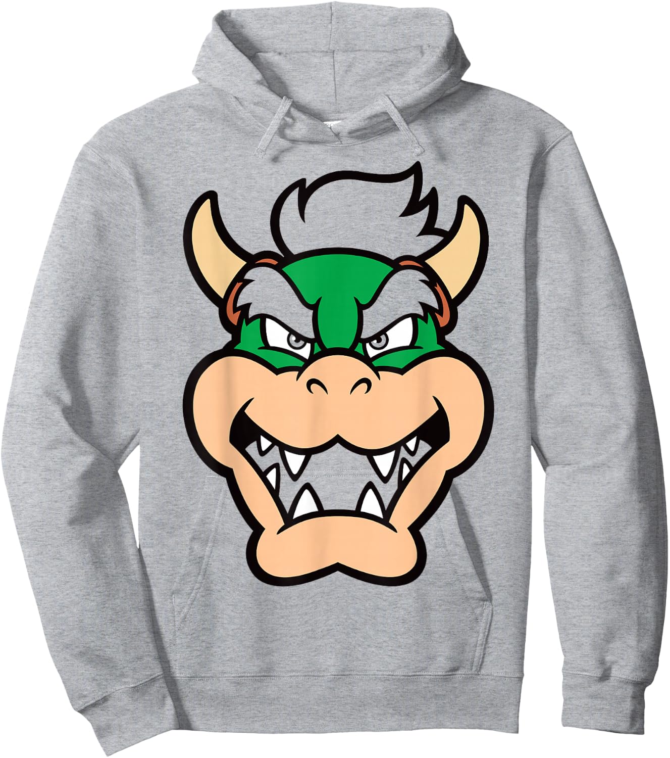 Nintendo Super Mario Bowser Large Face Chest Portrait Hoodie - Hoodie | Ash