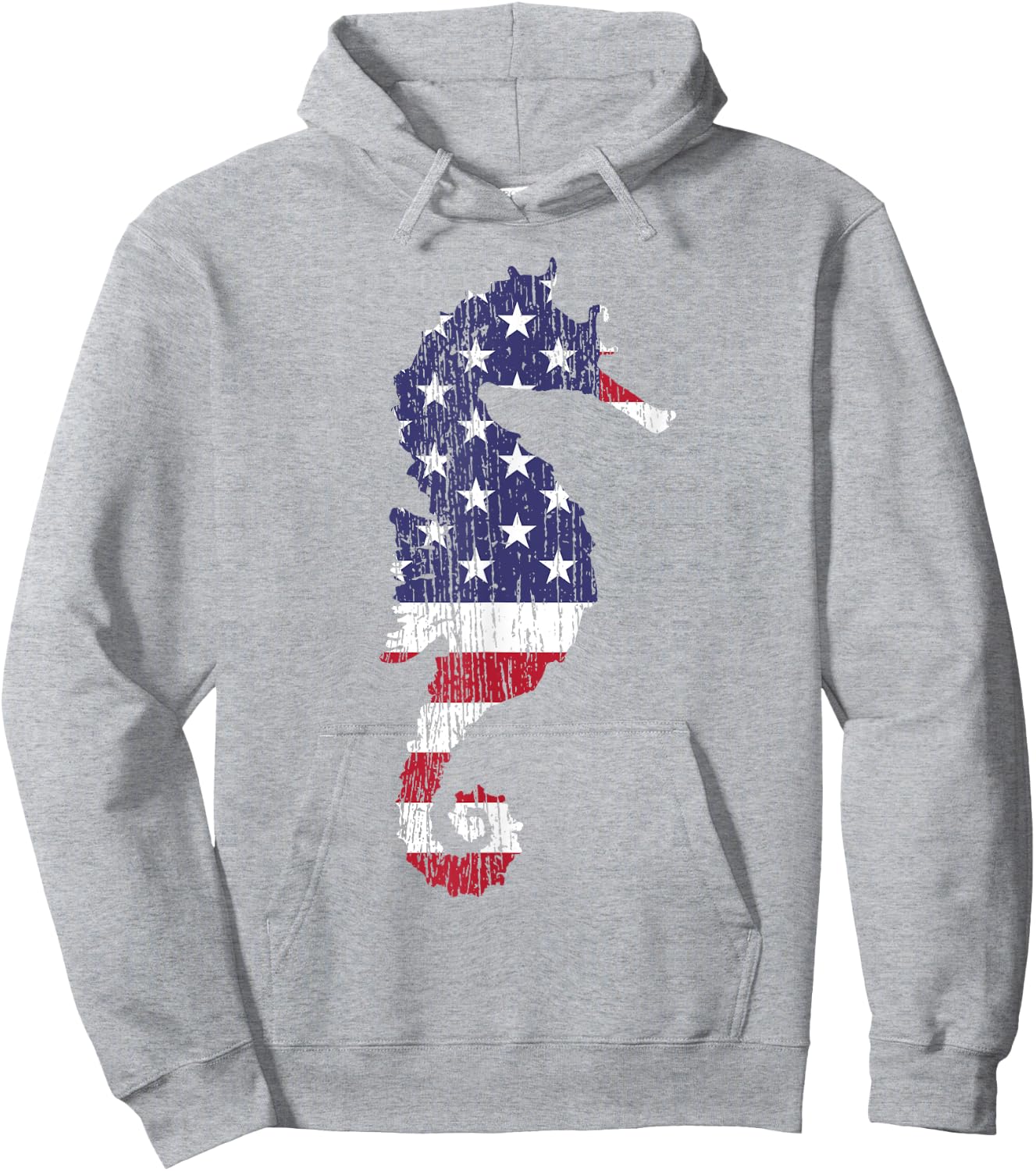 Seahorse USA Flag Vintage Gift Patriotic Hoodie - Hoodie | Ash