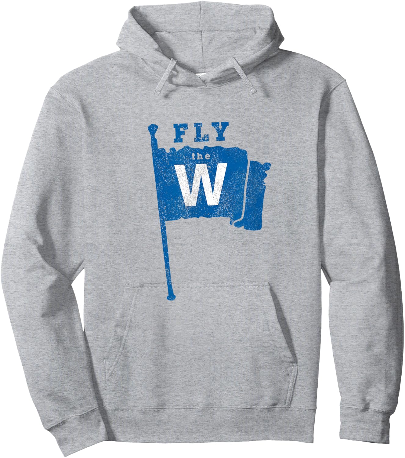 Fly The W Chicago Baseball Winning Flag Distressed Hoodie - Hoodie | Ash