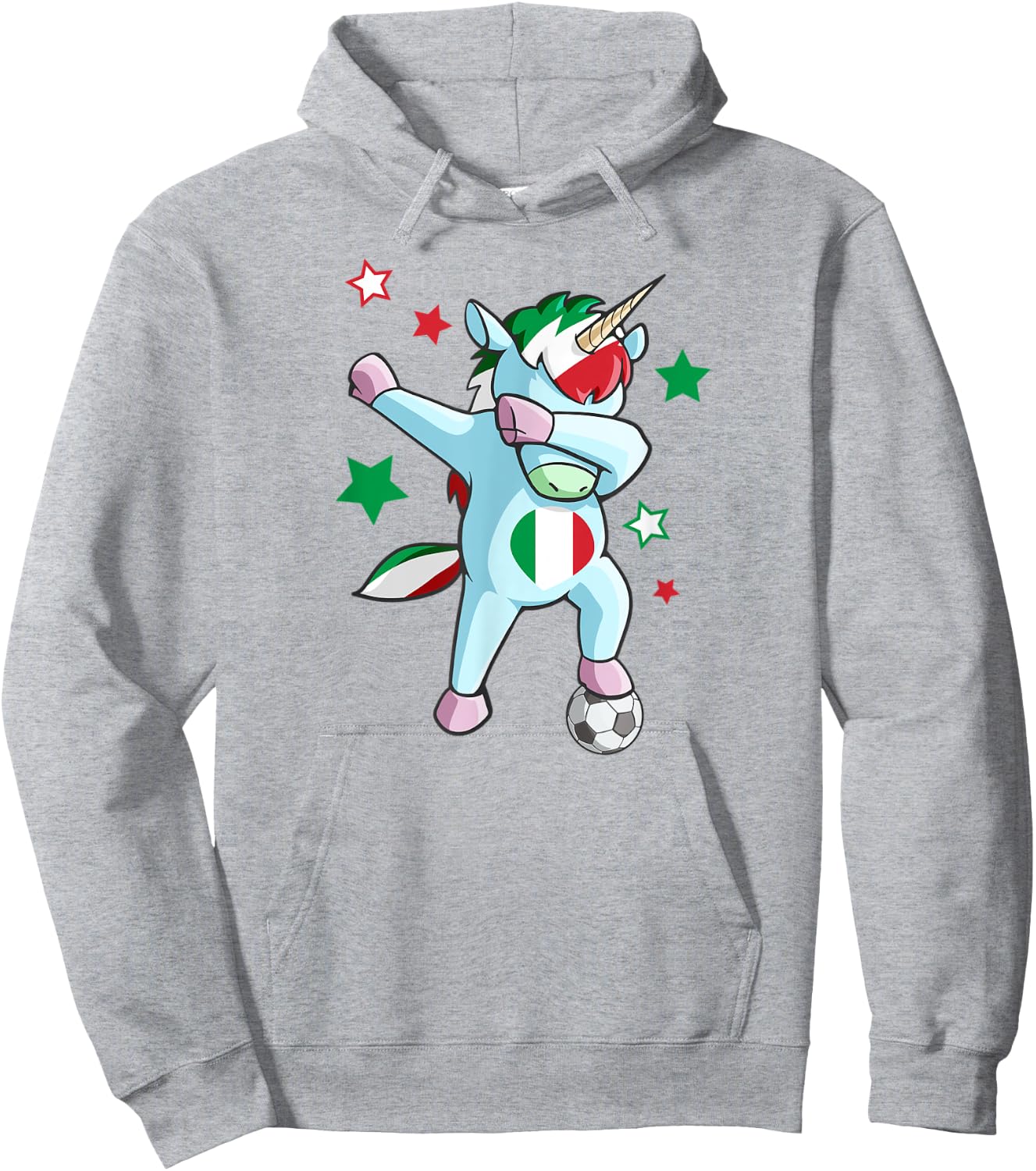 Dabbing Unicorn World Soccer Support Italy Shirt for Girls Hoodie - Hoodie | Ash