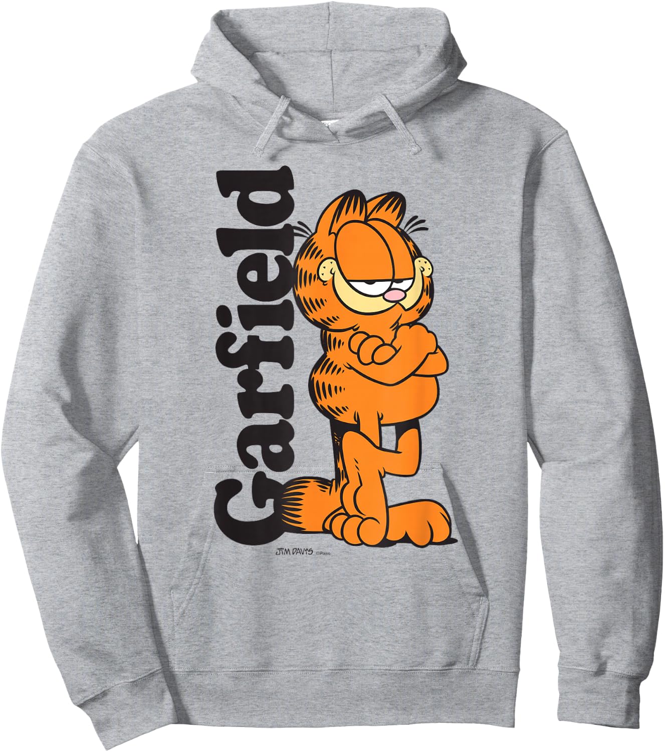 Garfield Leaning Against Logo Cartoon Cat Hoodie - Hoodie | Ash