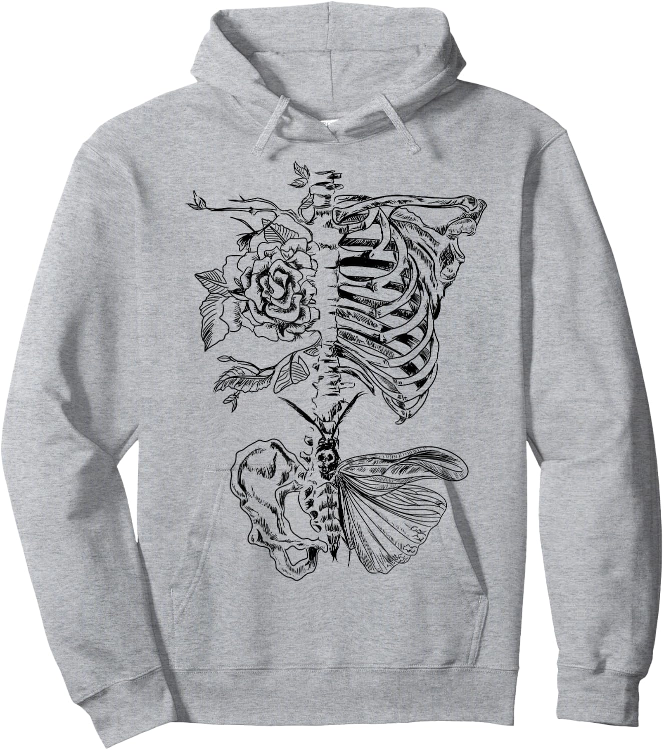 Ribcage Rose Butterfly Skeleton Tattoo Artist Shirt Hoodie - Hoodie | Ash