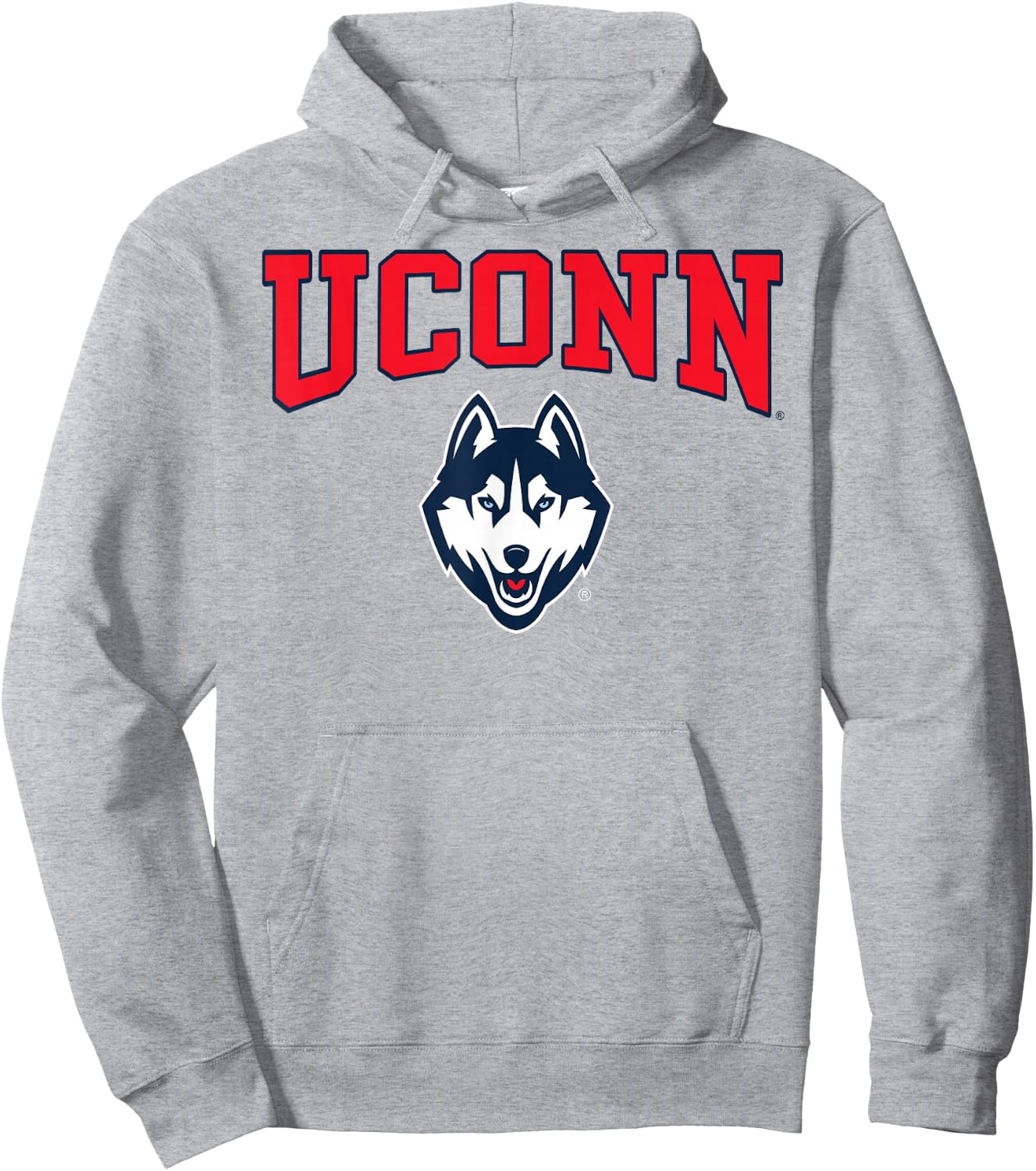 Connecticut Huskies Arch Logo Gray Officially Licensed Hoodie - Hoodie | Ash