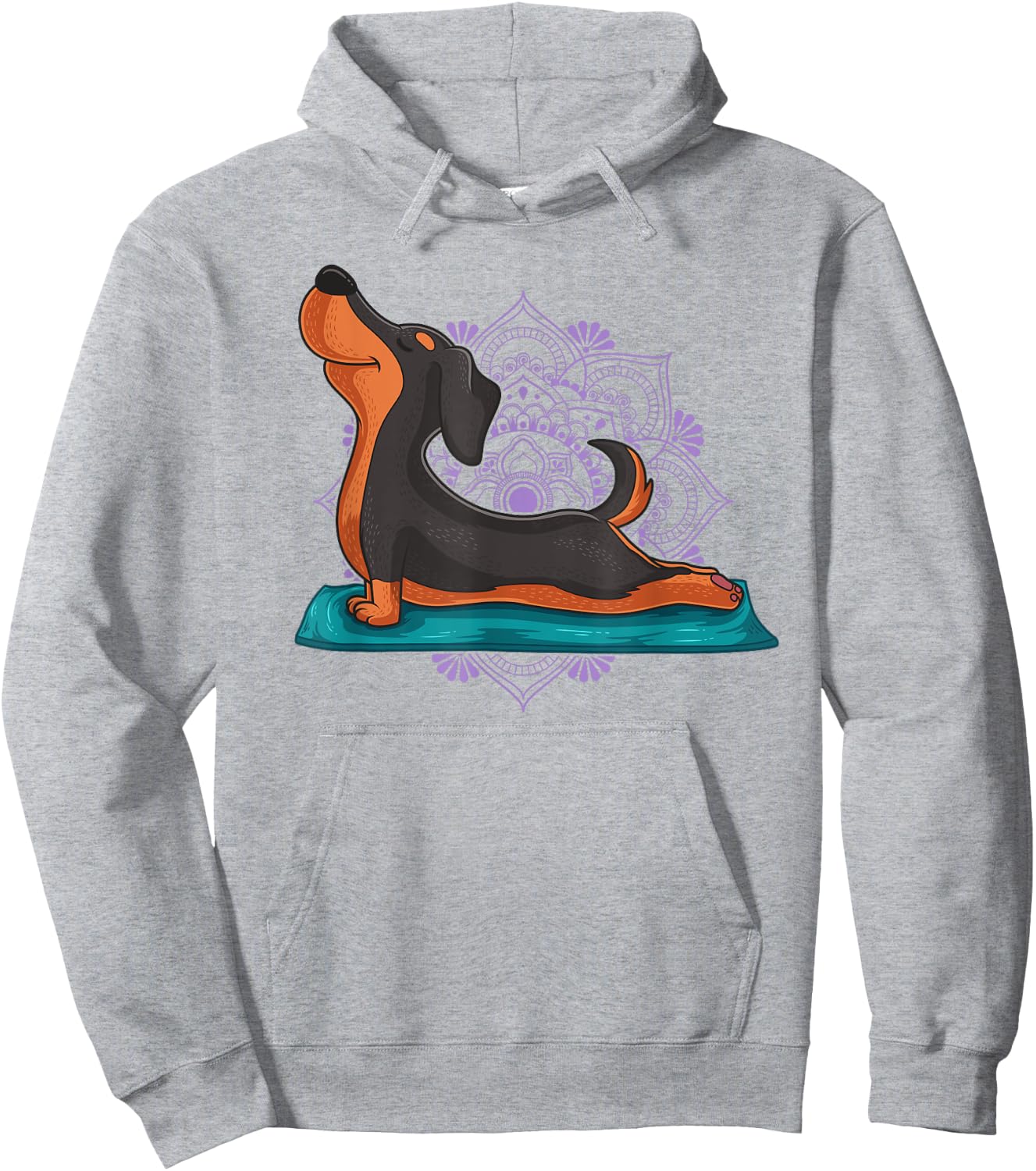 Cute Dachshund Dog Yoga Position Workout Instructor Gift Hoodie - Hoodie | Ash