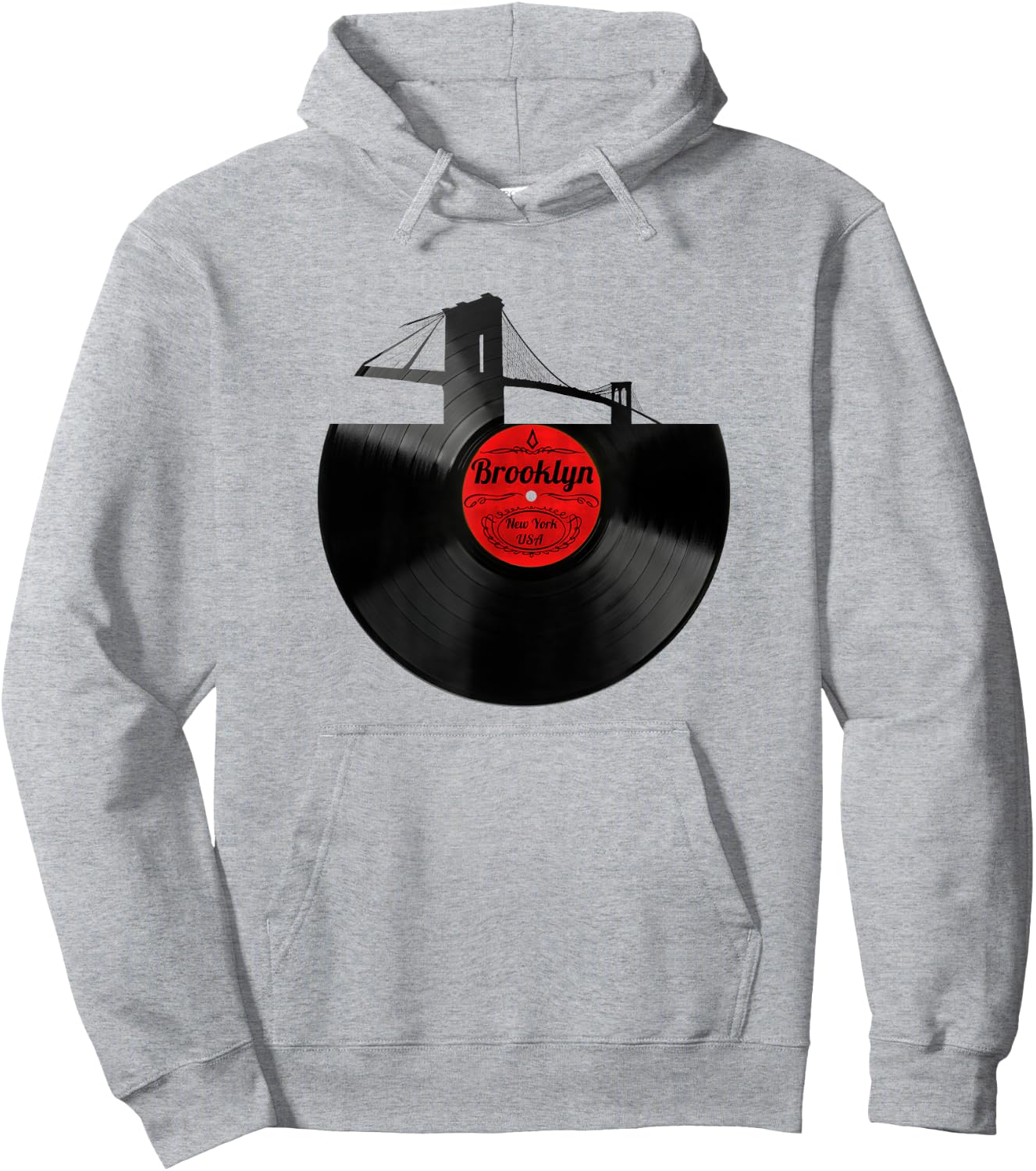 Brooklyn Bridge Shirt New York NYC Vinyl Record Shirt Hoodie - Hoodie | Ash