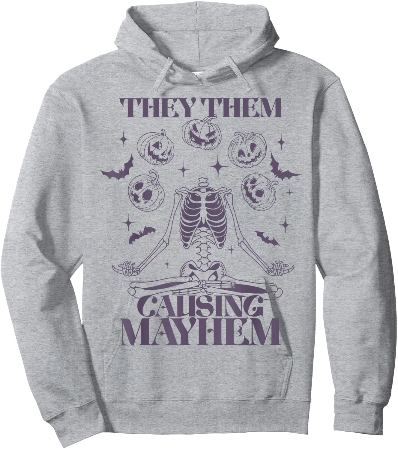 They Them Causing Mayhem Skeleton Boho Halloween Non Binary Hoodie - Hoodie | Ash