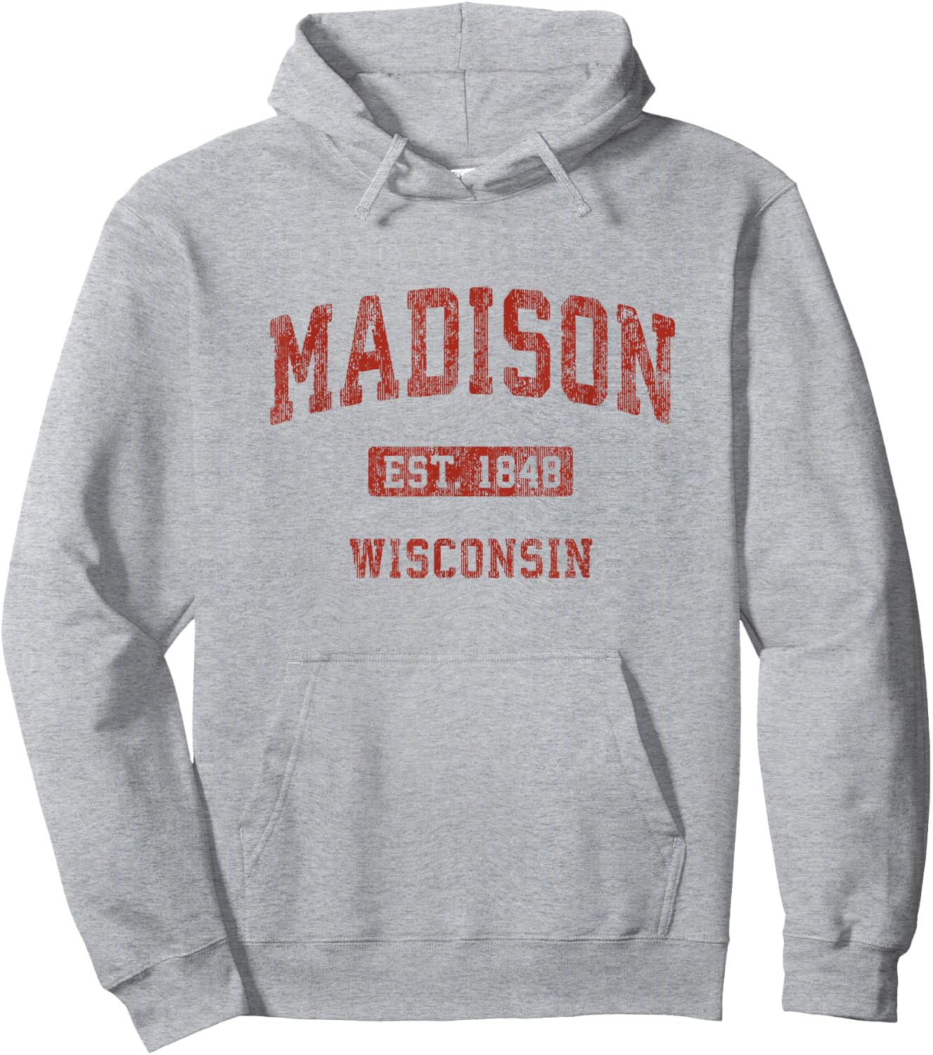 Madison Wisconsin WI Vintage Athletic Sports Design Hoodie - Hoodie | Ash