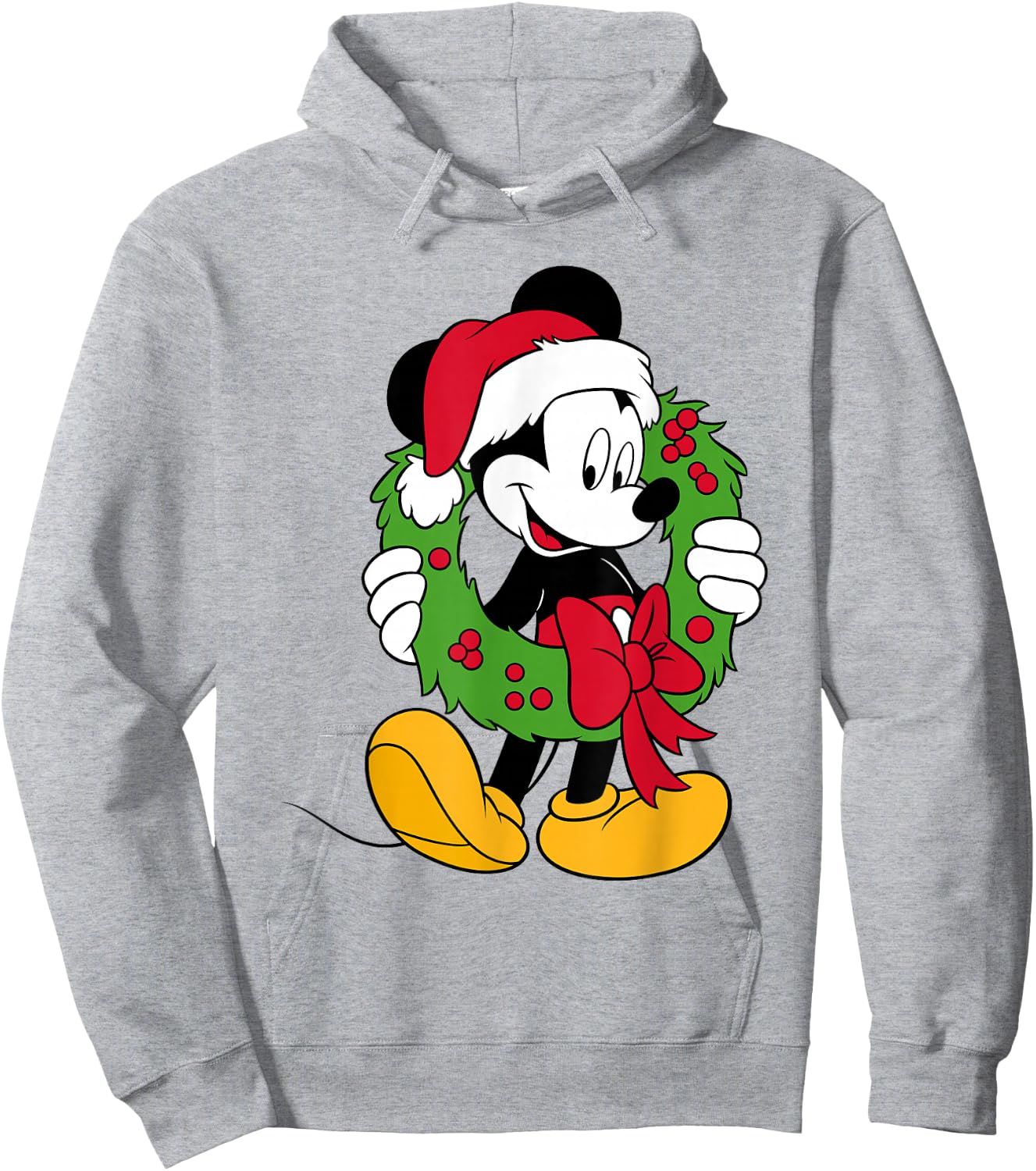 Disney - Mickey Mouse Santa Wreath Holiday Hoodie - Hoodie | Ash