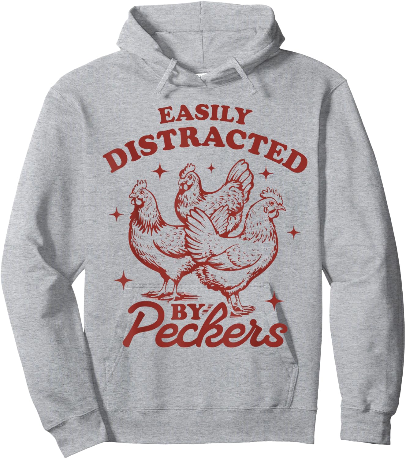 Easily Distracted By Peckers Farmhouse Chicken Vintage Hoodie - Hoodie | Ash