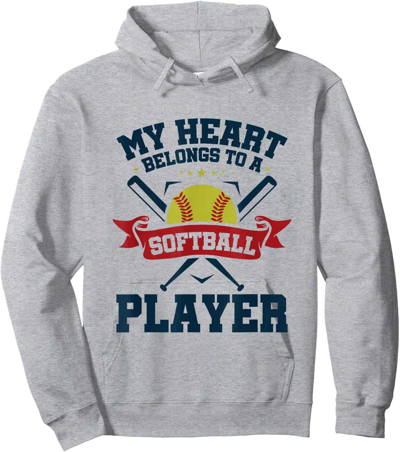 My Heart Belongs To Softball Player Boyfriend Girlfriend Hoodie - Hoodie | Ash