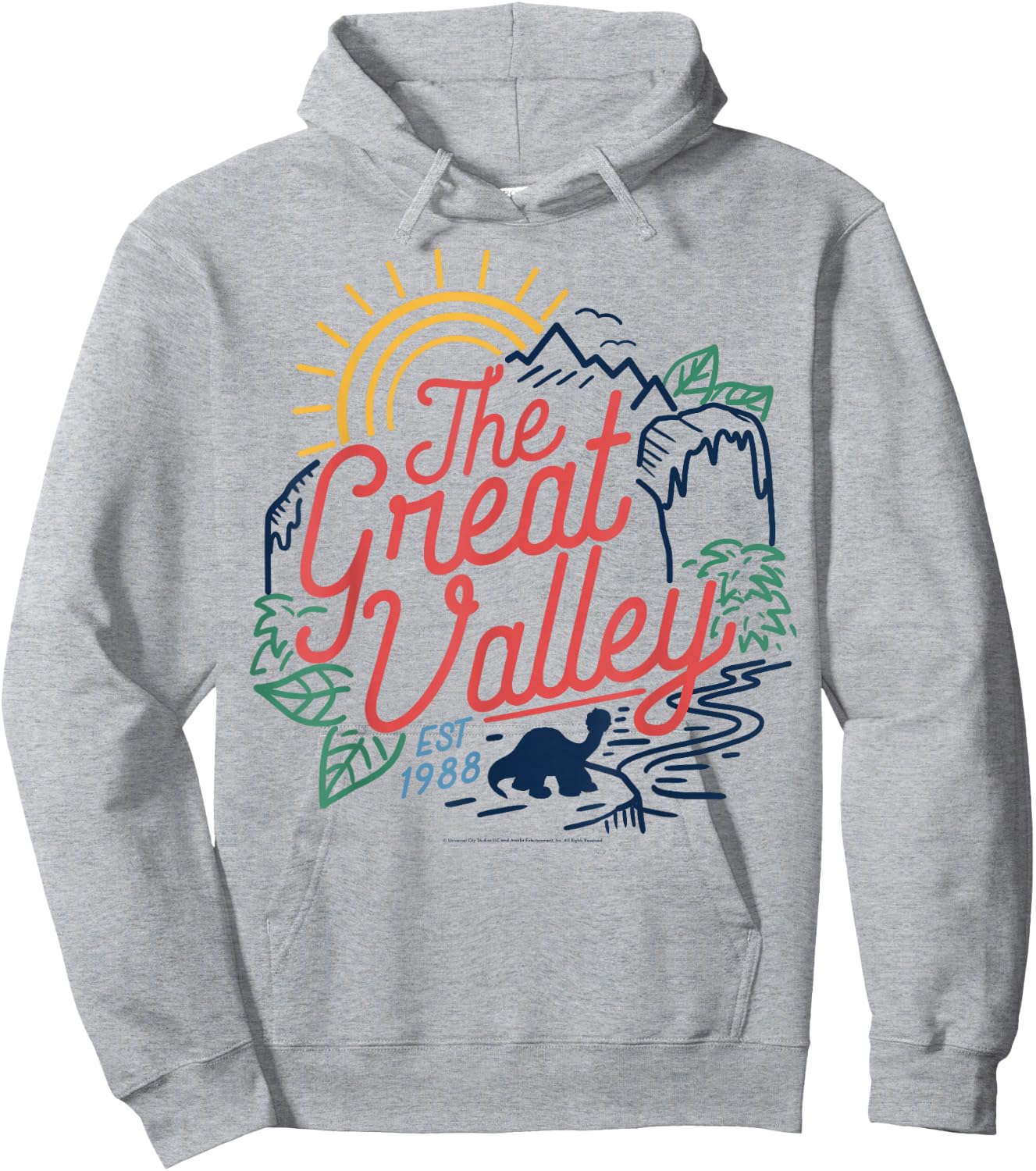 Land Before Time The Great Valley Littlefoot Silhouette Hoodie - Hoodie | Ash