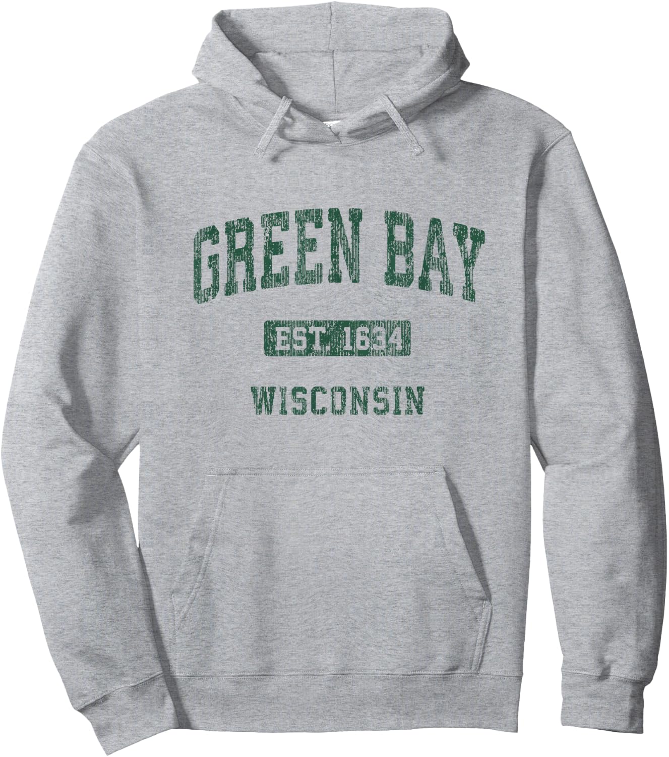 Green Bay Wisconsin WI Vintage Athletic Sports Design Hoodie - Hoodie | Ash