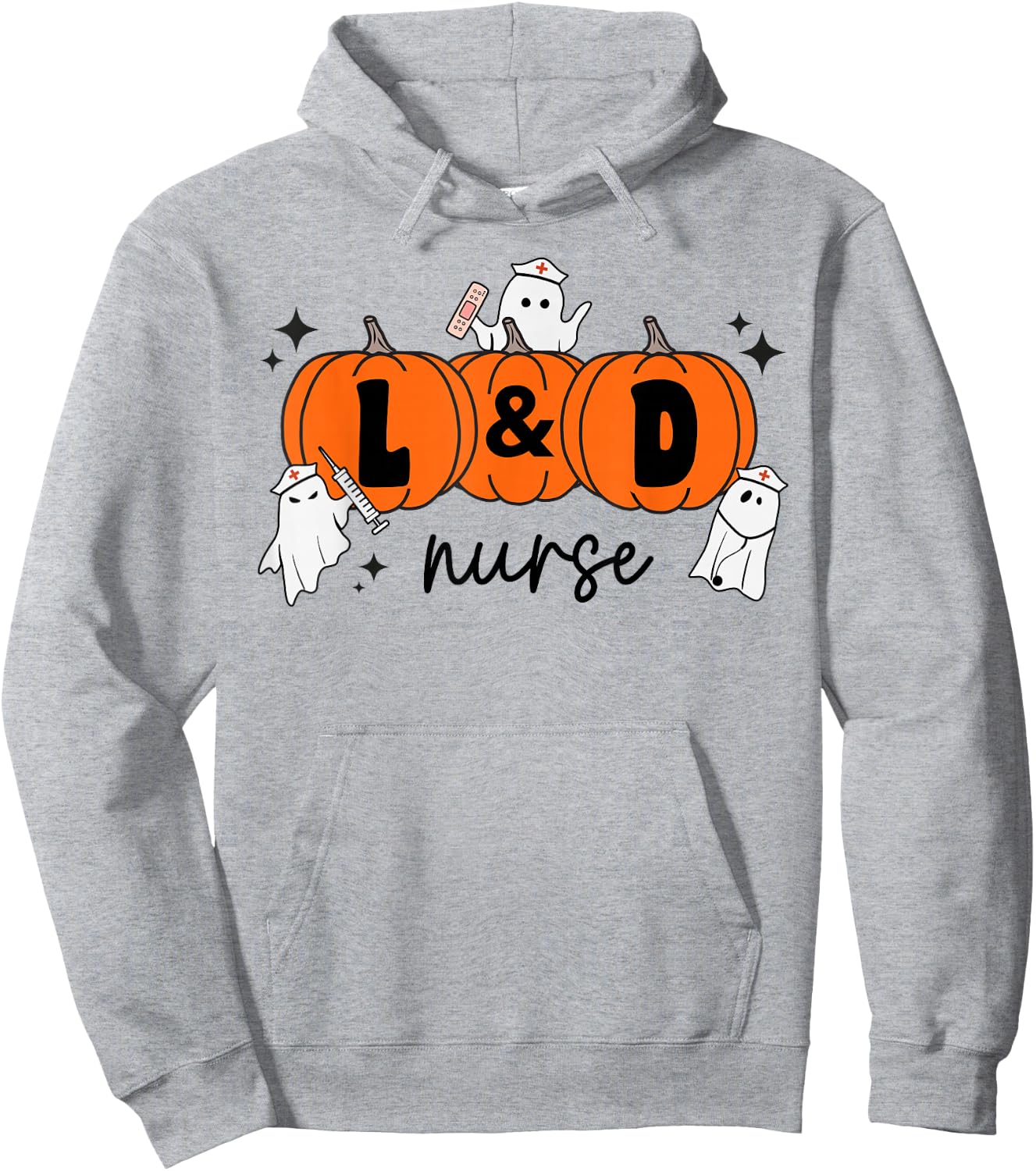 L&D Nurse Crew Ghost Pumpkin Labor and Delivery Halloween Hoodie - Hoodie | Ash