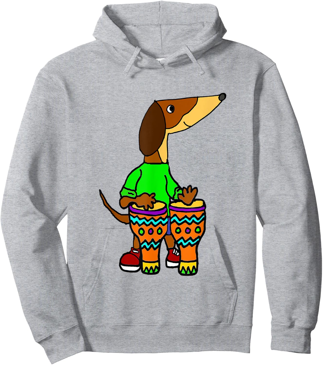 SmileteesMusic Cute Dachshund Playing Bongo Drums Hoodie - Hoodie | Ash