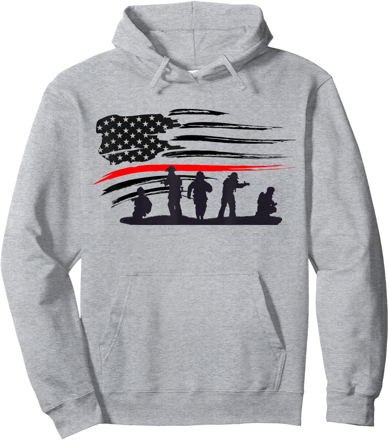 Vintage Thin Red Line shirt, Firefighter gift American Flag Hoodie - Hoodie | Ash