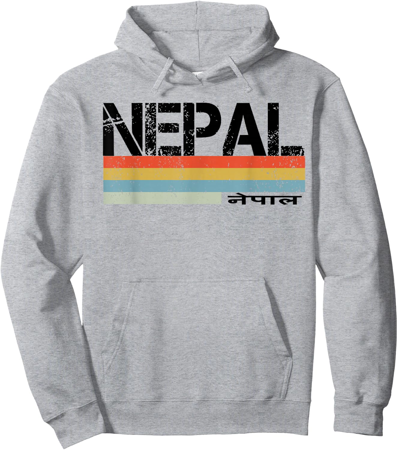 Nepal Language Vintage Stripes Hoodie - Hoodie | Ash