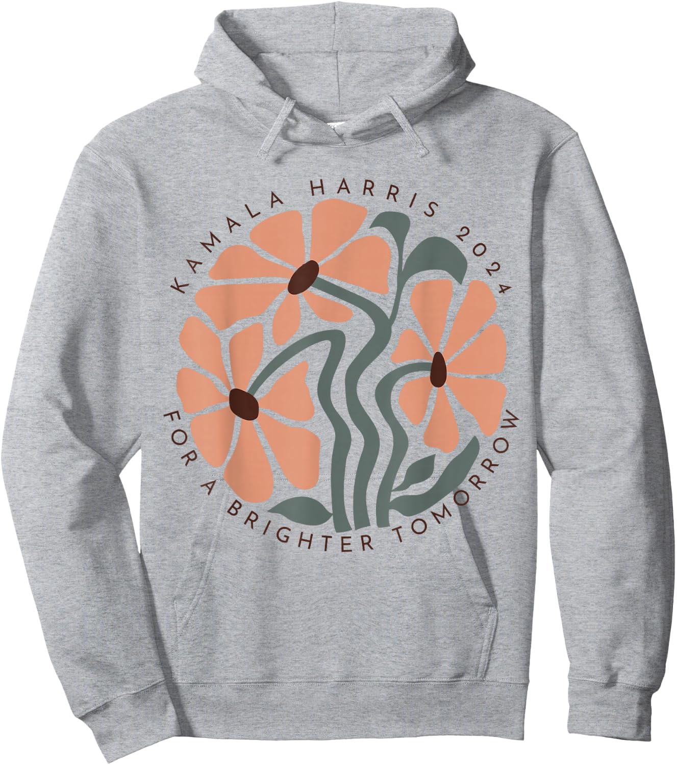 Harris Walz 2024 Subtle Flower Kamala Harris Boho Floral Hoodie - Hoodie | Ash