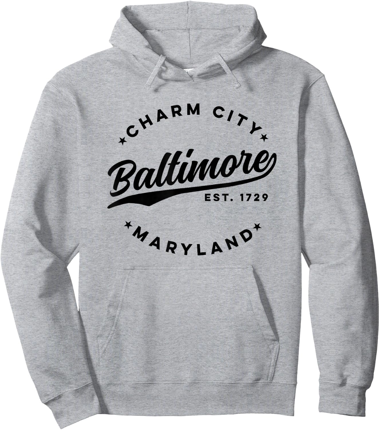 Vintage Baltimore Charm City Maryland Black Text Hoodie - Hoodie | Ash