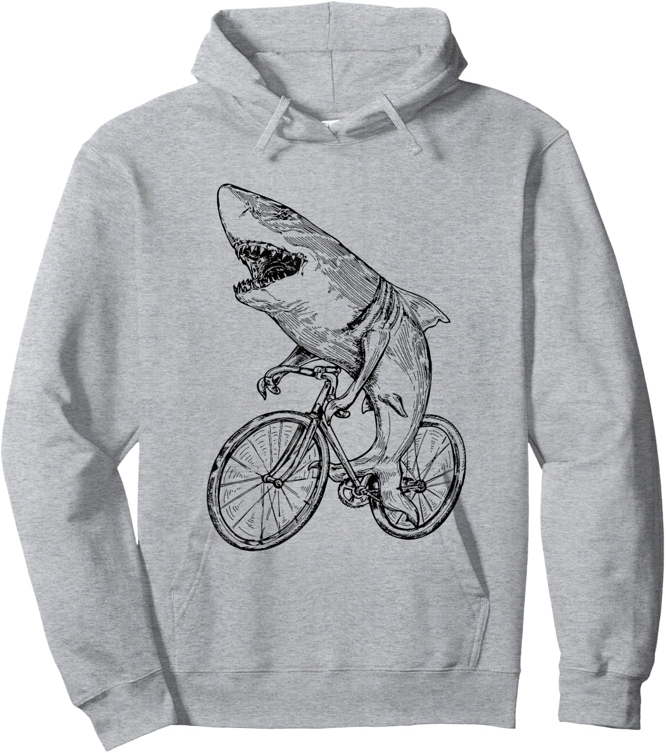Shark Cycling Bicycle Beach Cyclist Fish Biker Biking Bike Men Women Kids Hoodie - Hoodie | Ash