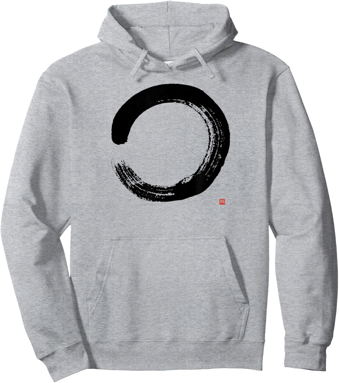 Zen Enso : Artistic Japanese Enso Circle Painting Hoodie - Hoodie | Ash