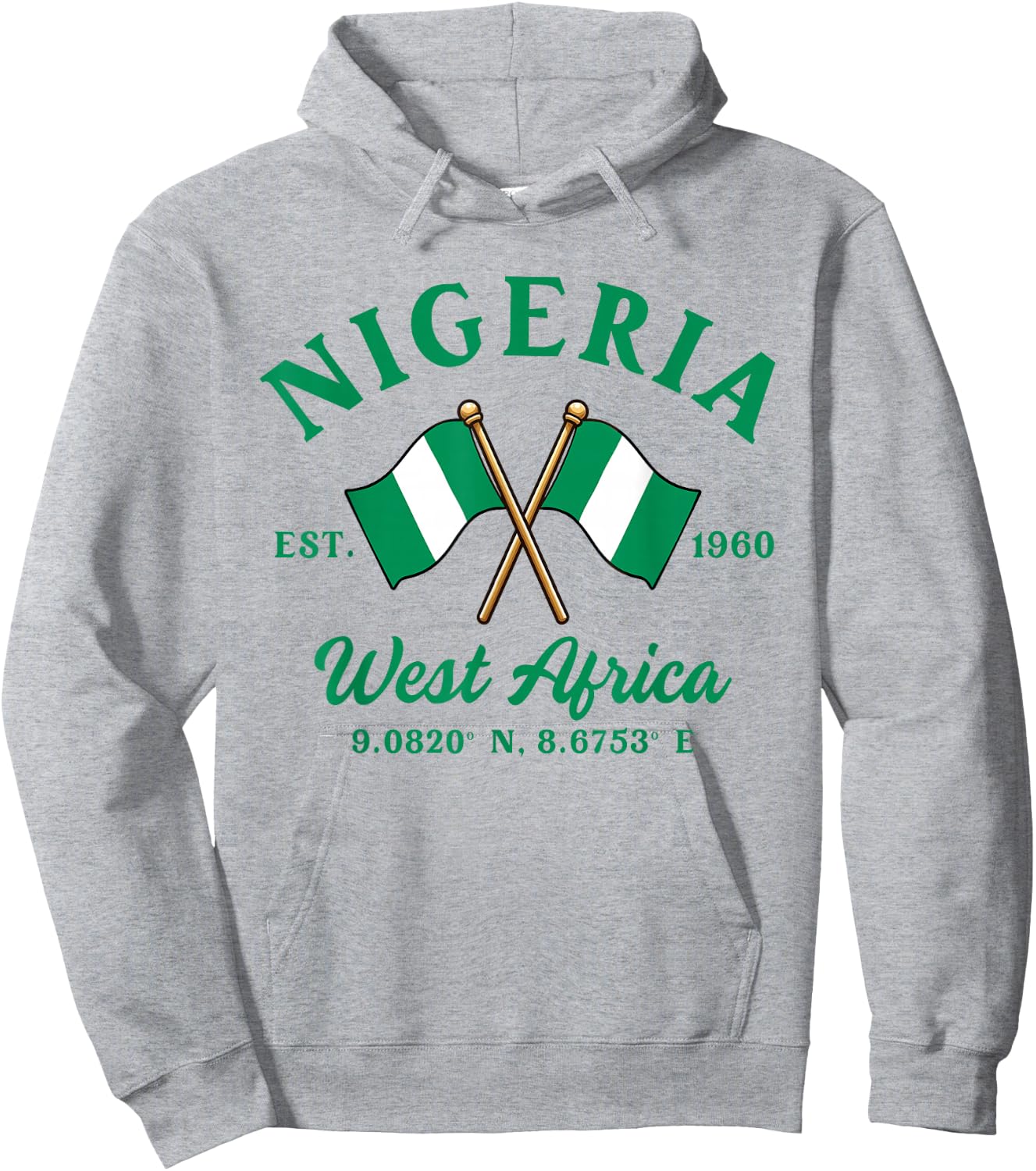 Nigeria Nigerian Cross Flag Nigerian Root Pride Heritage Hoodie - Hoodie | Ash