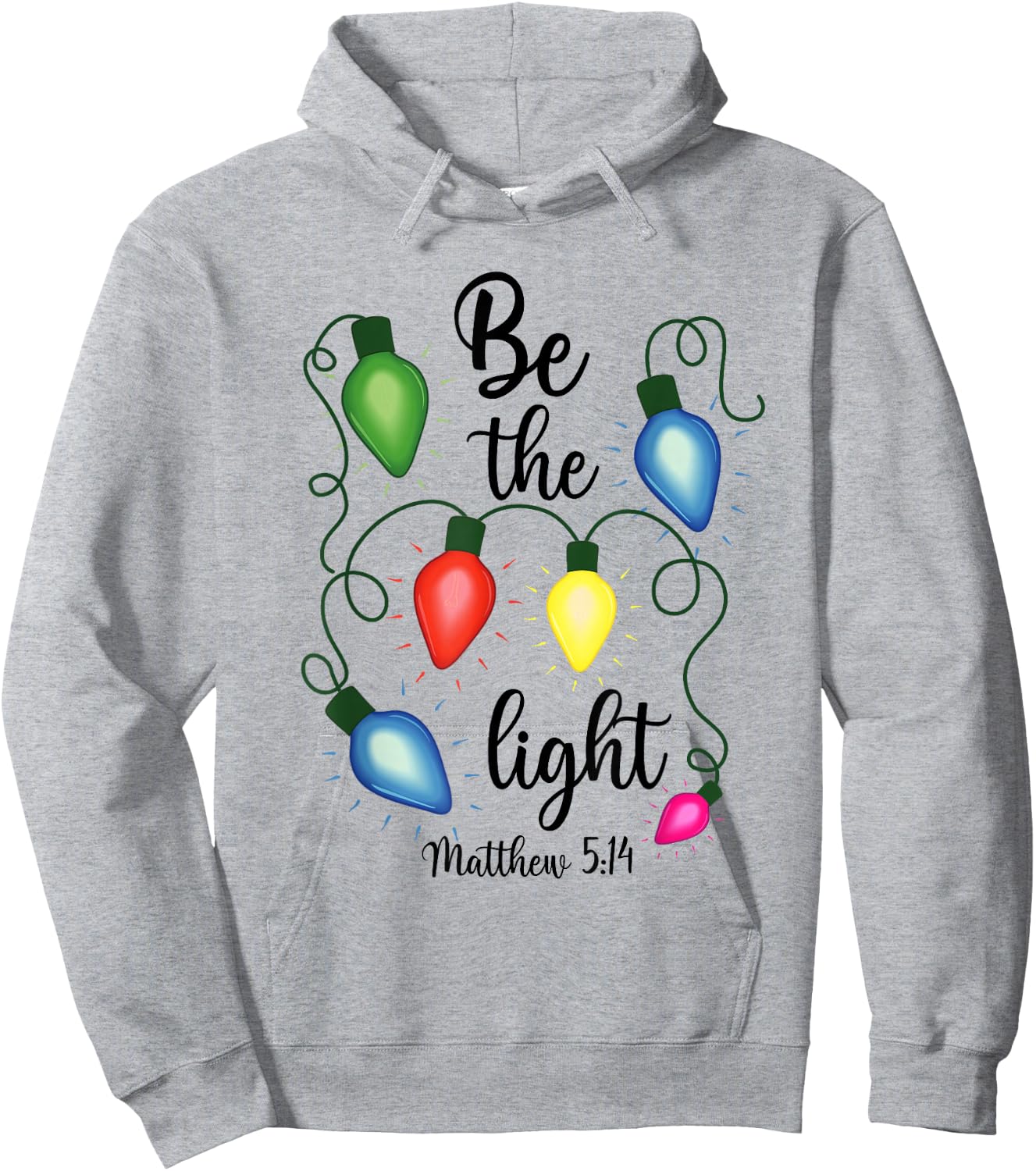 Be The Light Christmas Lights Matthew 5:14 Bible Christian Hoodie - Hoodie | Ash