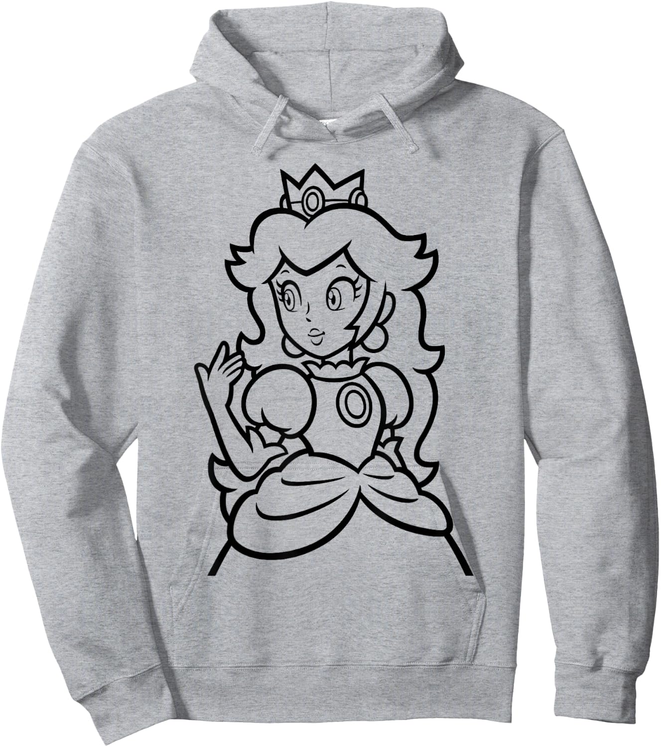 Super Mario Peach Simple Outline Portrait Hoodie - Hoodie | Ash